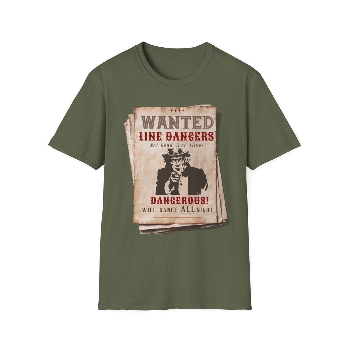 Wanted Line Dancers T-Shirt — 'Dangerous! Will Dance All Night' Vintage Western Tee