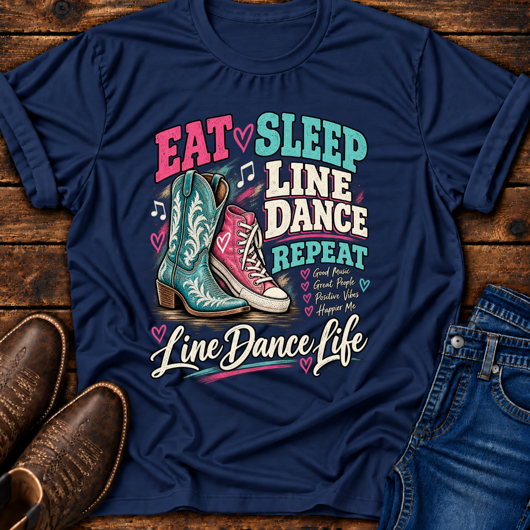 Eat, Sleep, Line Dance Repeat" Line Dance T-Shirt