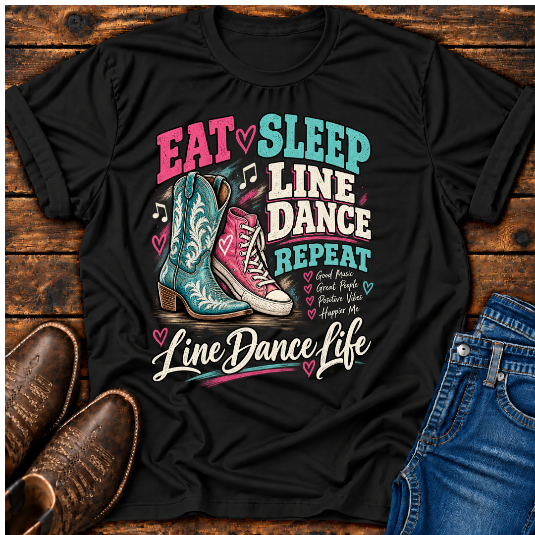 Eat, Sleep, Line Dance Repeat" Line Dance T-Shirt