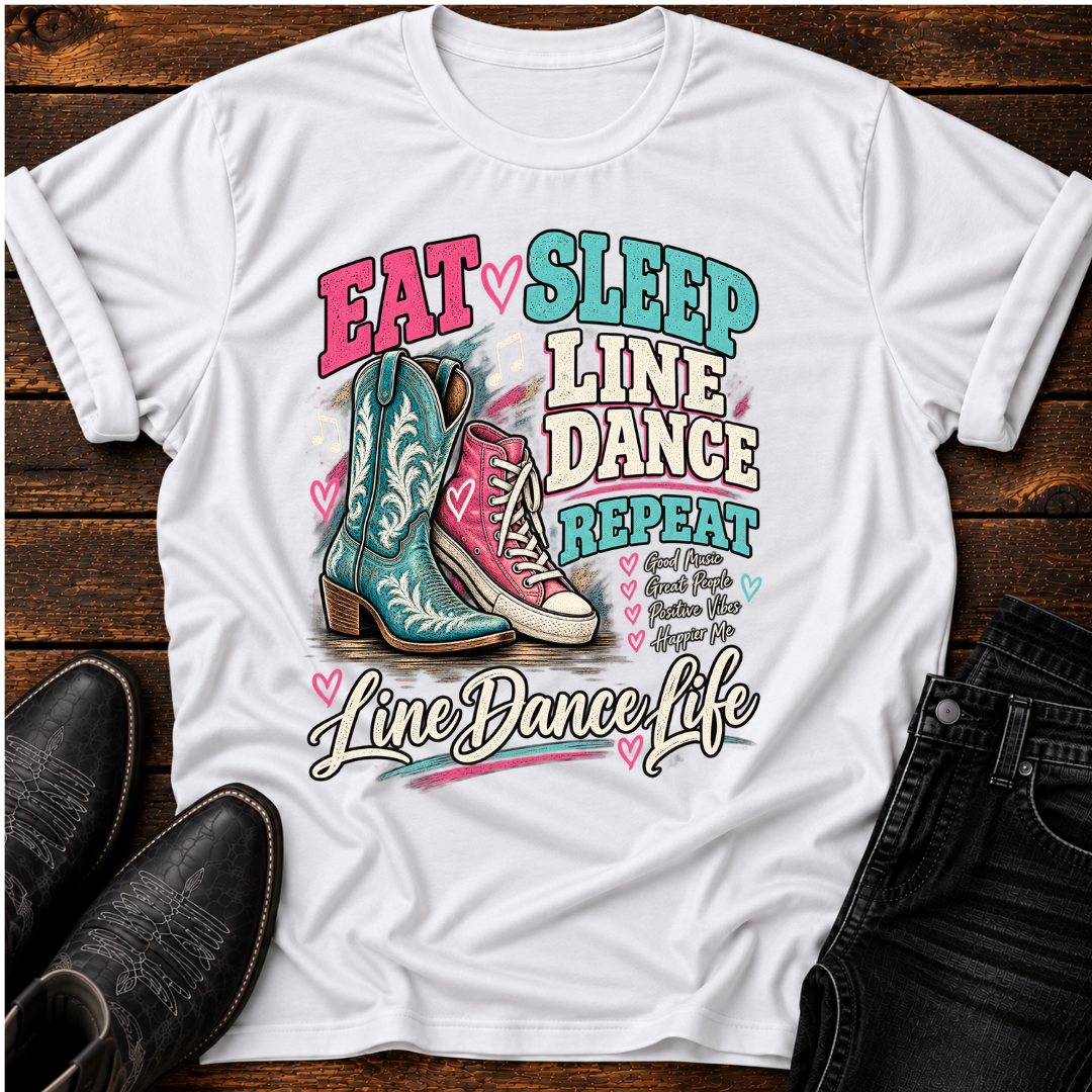 Eat, Sleep, Line Dance Repeat" Line Dance T-Shirt