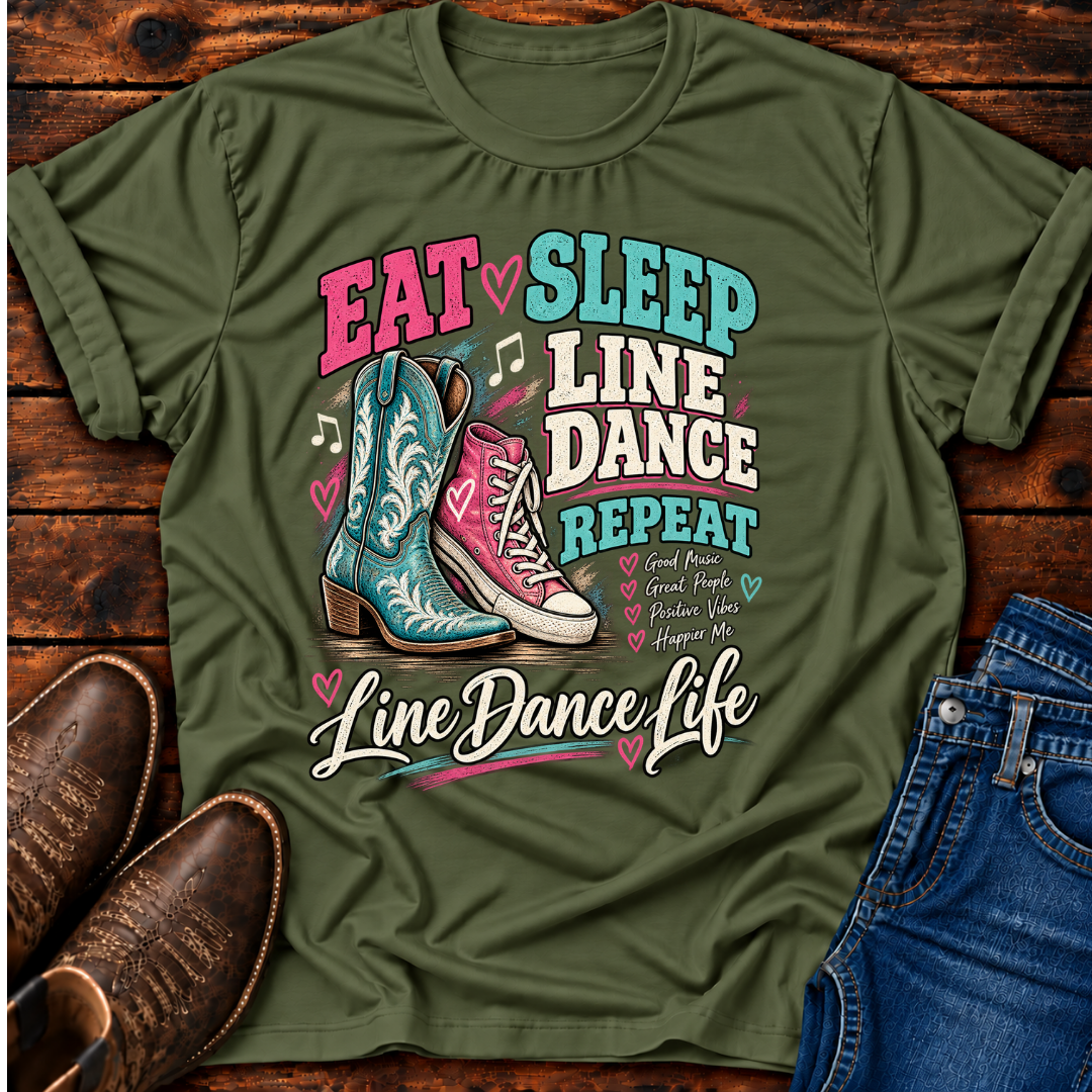Eat, Sleep, Line Dance Repeat" Line Dance T-Shirt