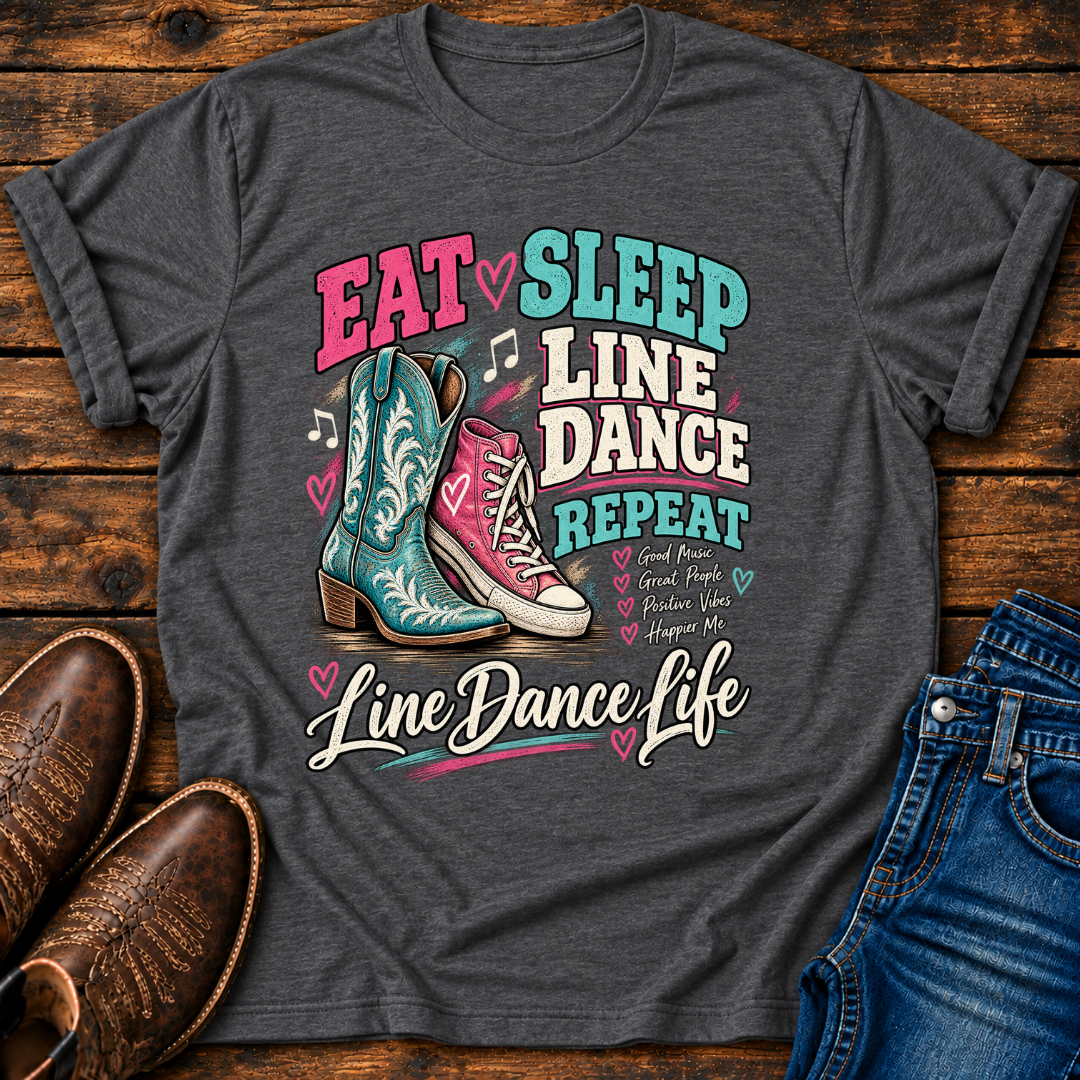 Eat, Sleep, Line Dance Repeat" Line Dance T-Shirt