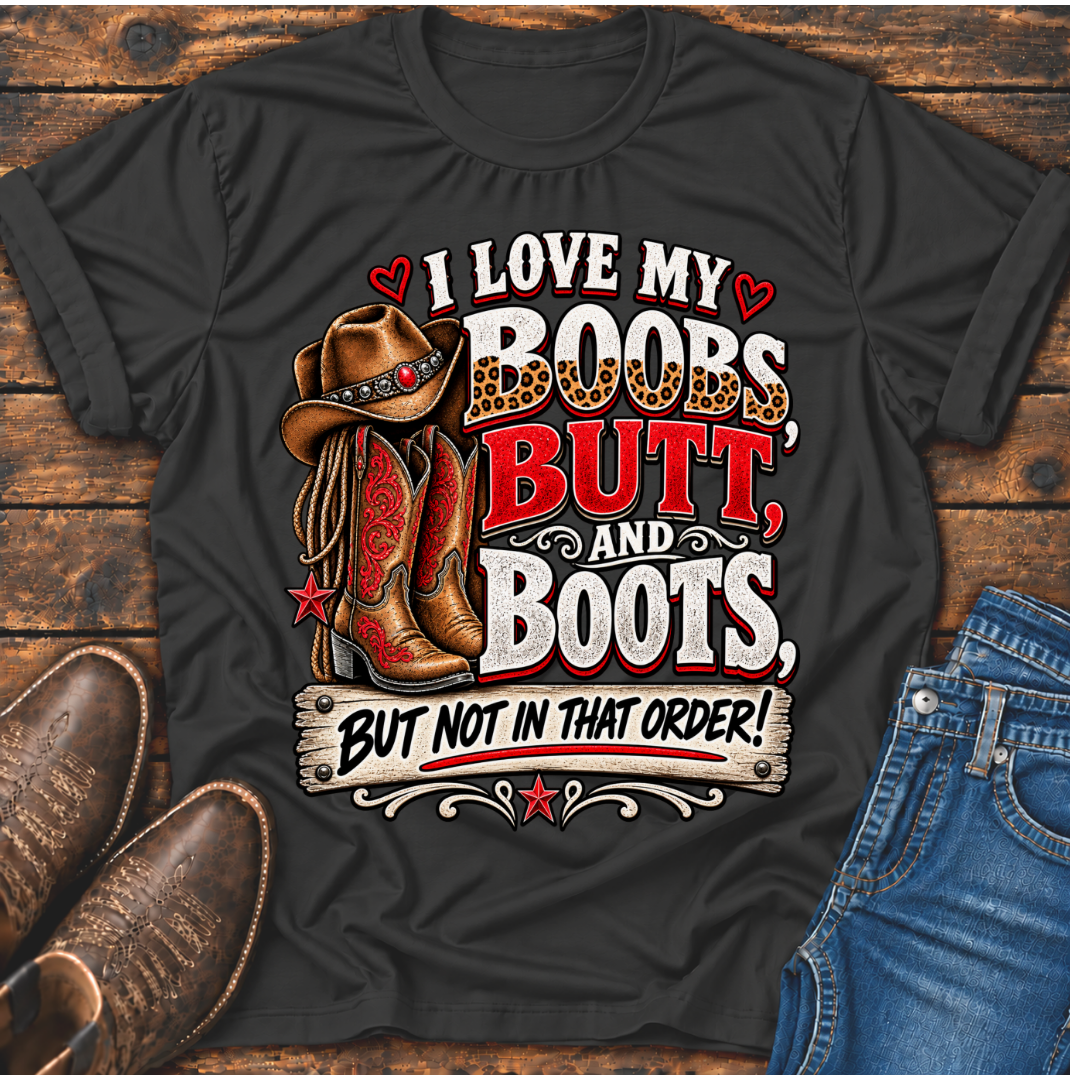 I Love my Boobs, Butt, and Boots T-Shirt