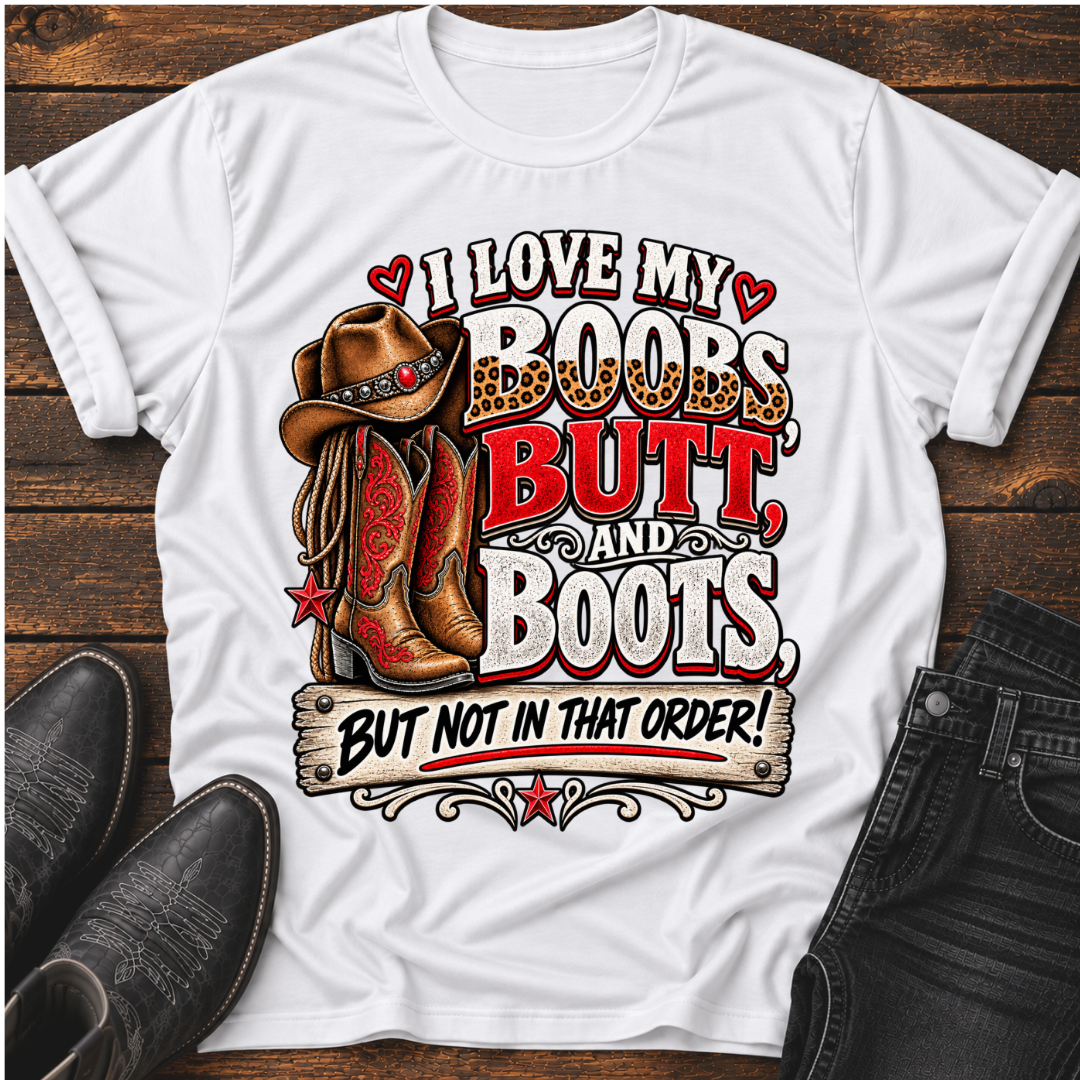 I Love my Boobs, Butt, and Boots T-Shirt
