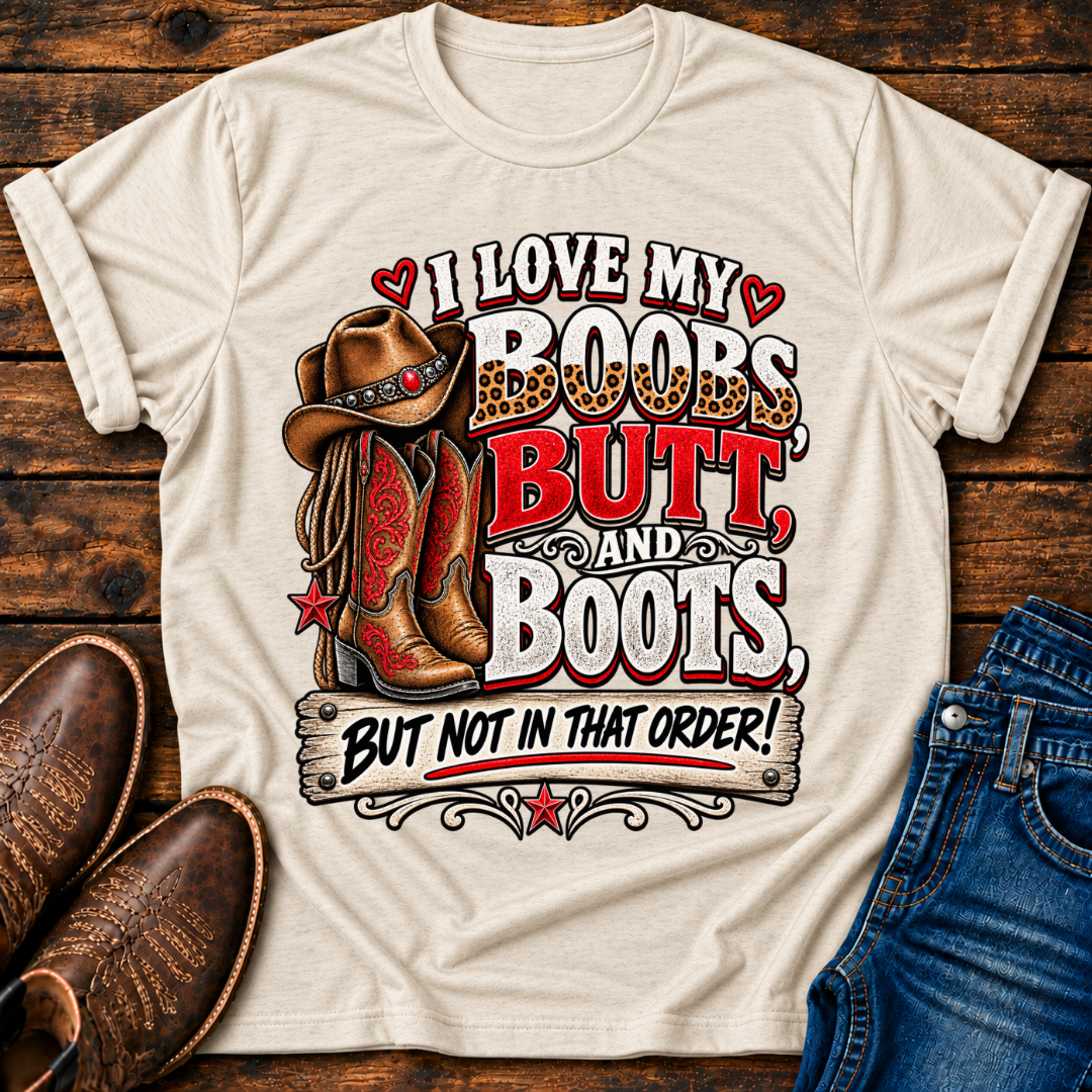 I Love my Boobs, Butt, and Boots T-Shirt