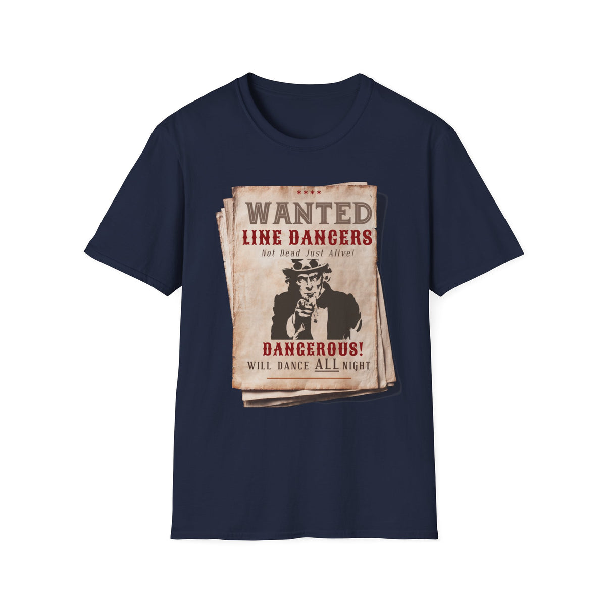 Wanted Line Dancers T-Shirt — 'Dangerous! Will Dance All Night' Vintage Western Tee